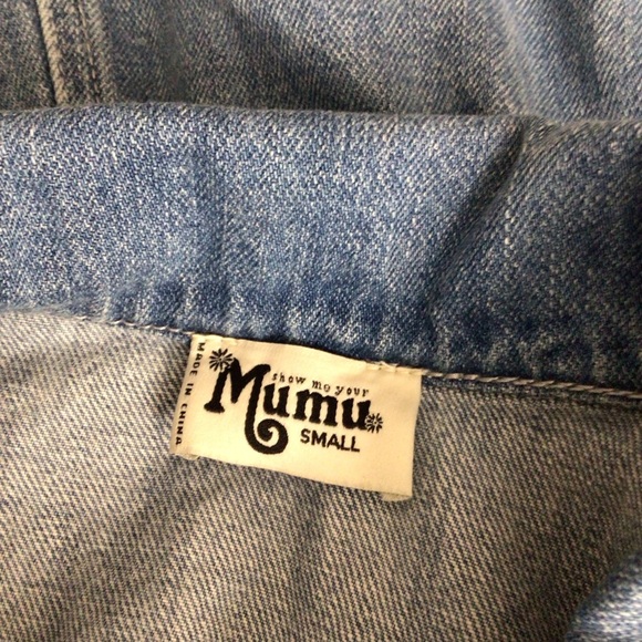 Show me your Mumu denim Jean short overalls women small blue - Picture 7 of 9
